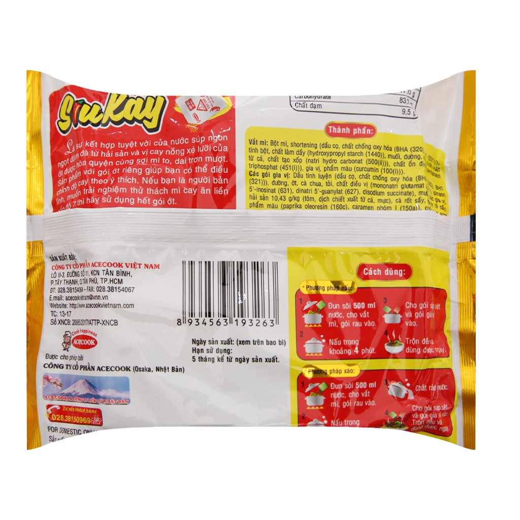 mì siukay vị hải sản 128g 1 block 5 gói | BigBuy360 - bigbuy360.vn