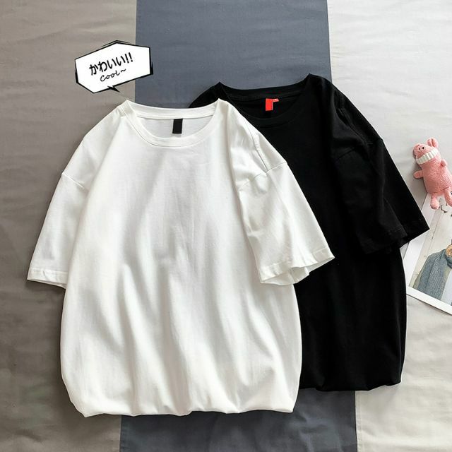 Áo thun unisex nam nữ, áo phông basic trơn trắng đen cotton 95%
