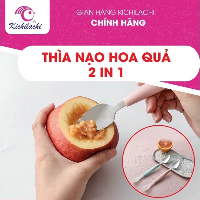 Thìa ăn dặm 2 đầu (1 đầu thìa silicon, 1 đầu thìa nạo hoa quả)