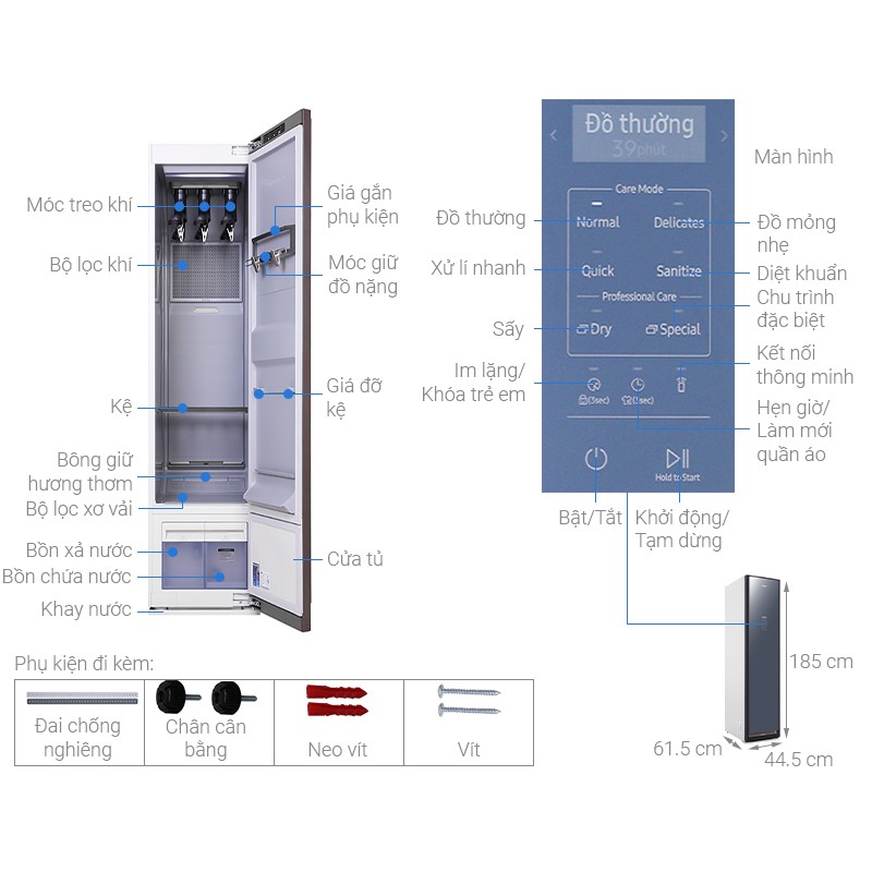 Tủ chăm sóc áo quần thông minh Samsung DF60R8600CG/SV