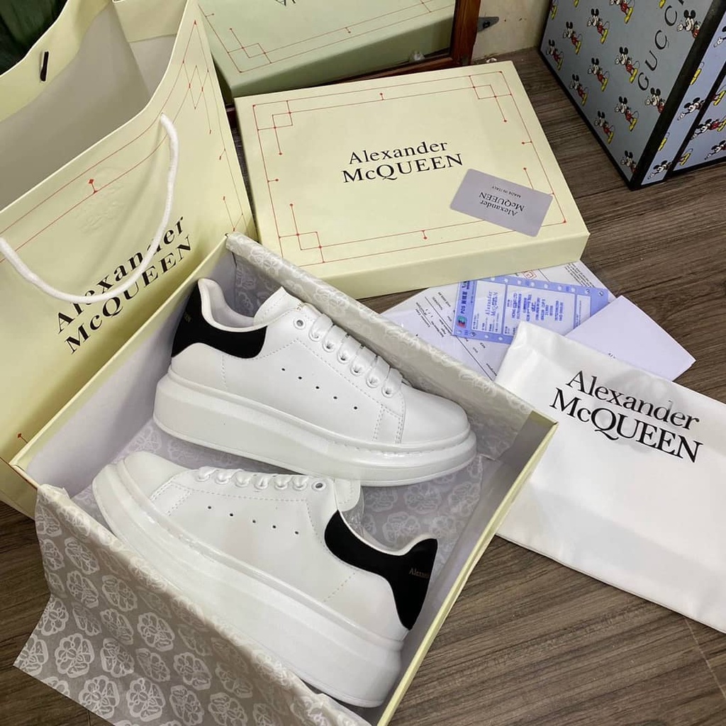 Giày Sneaker Mc Queen Trắng Giầy Mcq Nam Nữ Gót Nỉ Đen Da Cao Cấp Thoáng Khí Full Bill Box