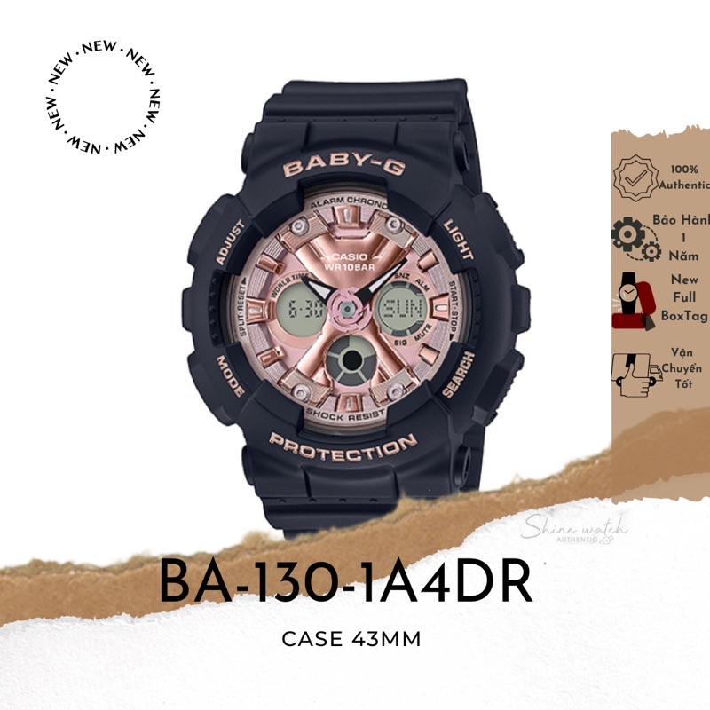Đồng Hồ Nữ Casio Baby-G BA-130-1A4DR Màu Đen Hồng Năng Động Cá Tính