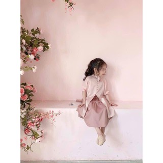 Áo dài cách tân lụa mẫu mới kèm chân váy và khăn cực đẹp cho bé