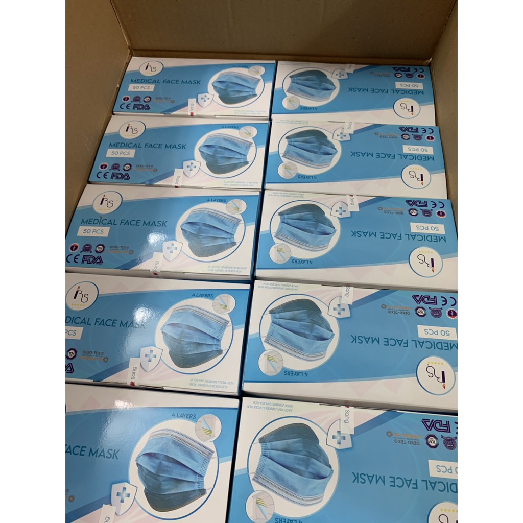 [Ưu đãi] HỘP 50 KHẨU TRANG Y TẾ THAN HOẠT TÍNH 4 LỚP, có lớp kháng khuẩn - Hàng chuẩn có kiểm định