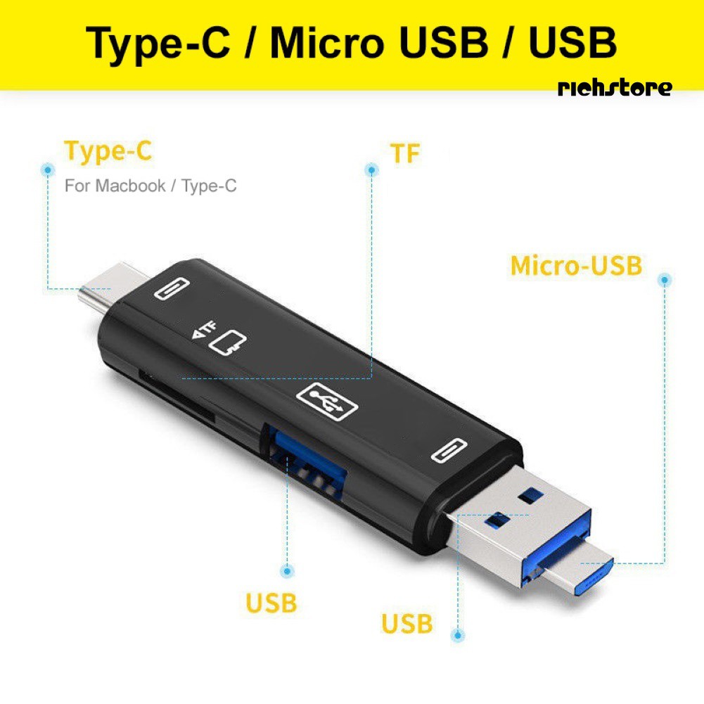 Đầu Đọc Thẻ Nhớ Đa Năng Cổng Micro Usb 2.0 Type-c Tf