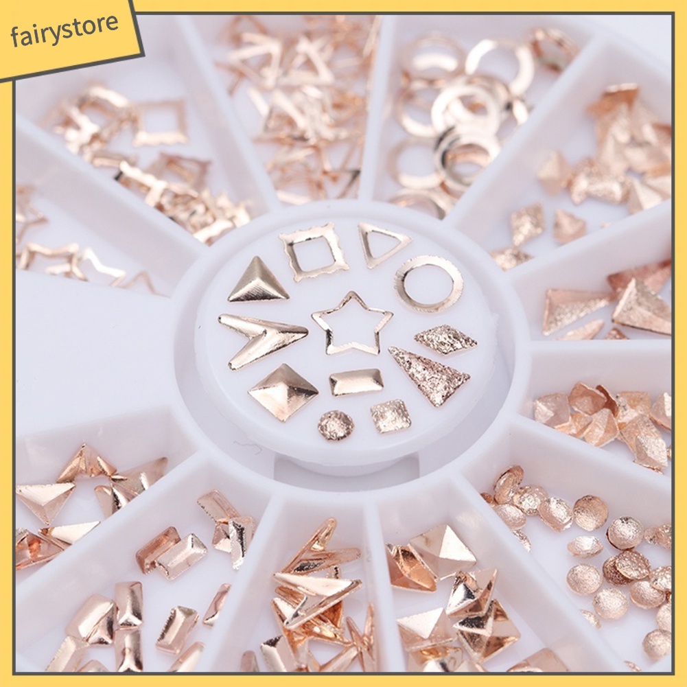 Hộp 240 phụ kiện mạ vàng đính móng tay ngộ nghĩnh dễ thương xinh xắn