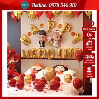 Trang trí phòng cưới - Tặng 100 cánh hoa hồng giả🍓FREESHIP🍓Set bóng bay trang trí đám cưới PC0220