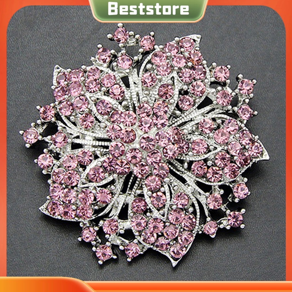 Ghim Cài Áo Mạ Bạc Hình Hoa Đính Đá Sang Trọng Bsm1