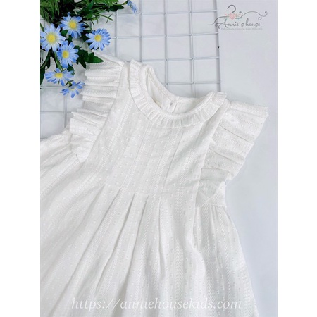 VÁY ĐẦM BÉ GÁI ANNIE ĐẦM XẾP LI - TRẮNG