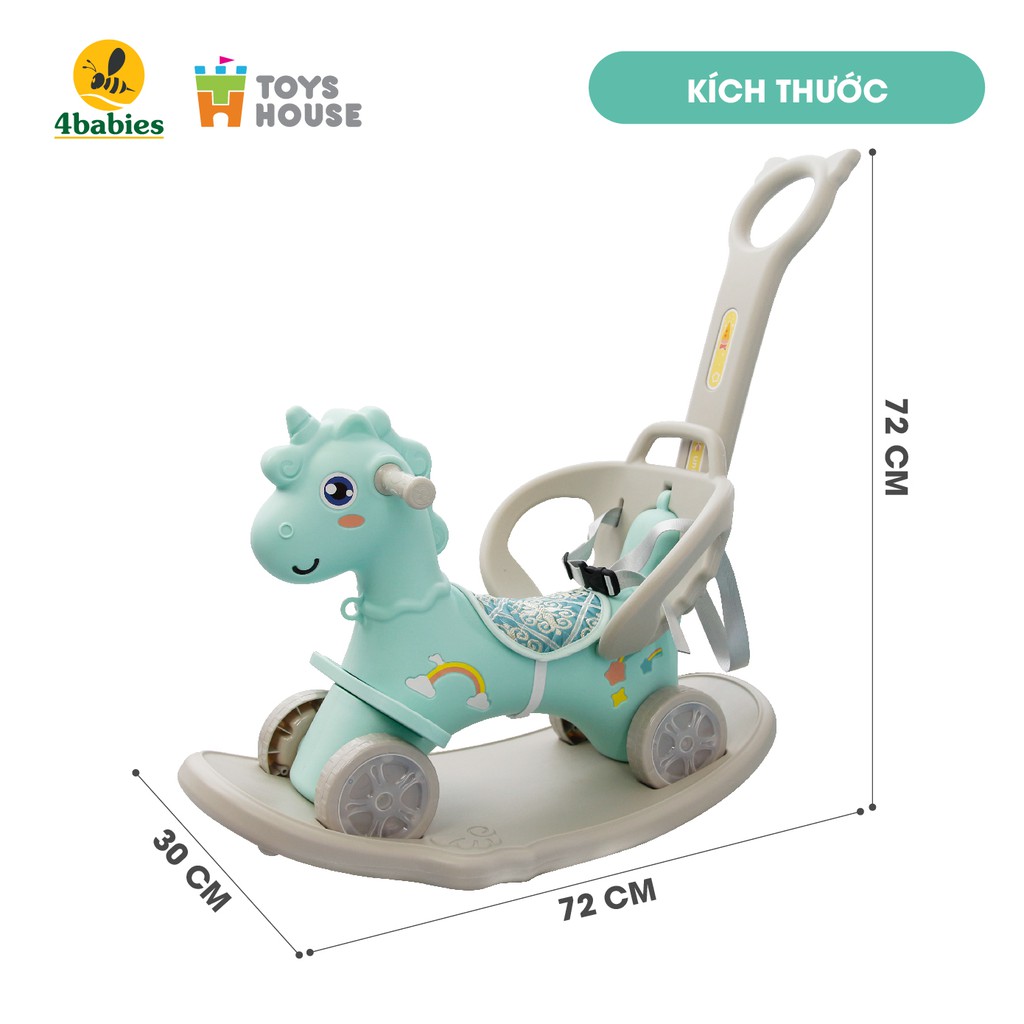 Ngựa bập bênh kiêm xe đẩy bé đi chơi - chòi chân hình ngựa - 3 trong 1 Toyshouse có nhạc 2021 tiêu chuẩn châu Âu