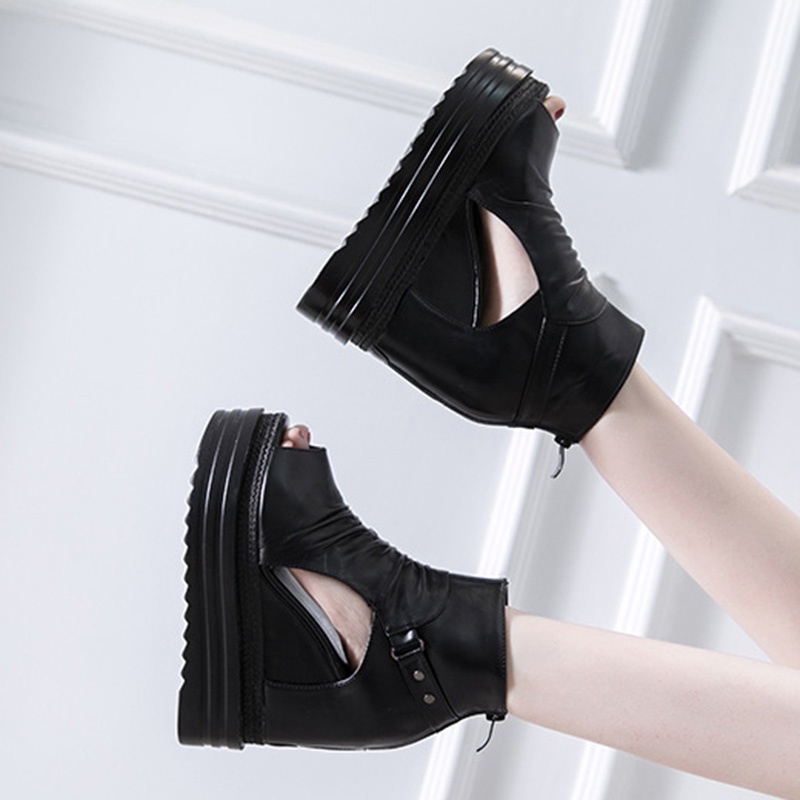 Giày sandal IELGY đế xuồng 12cm hở mũi chống thấm nước cho nữ