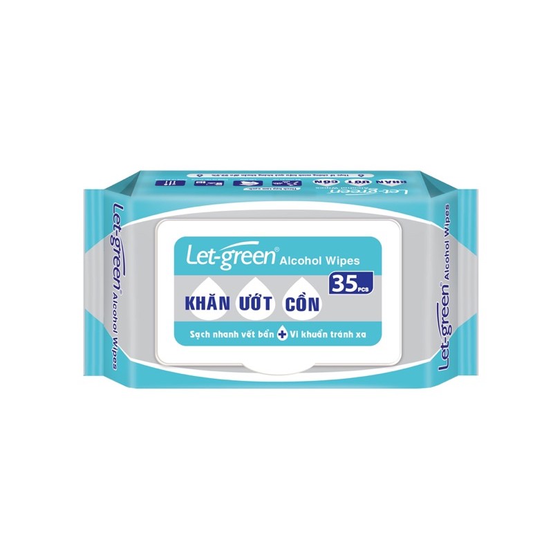 KHĂN ƯỚT CỒN LET-GREEN 35 MIẾNG