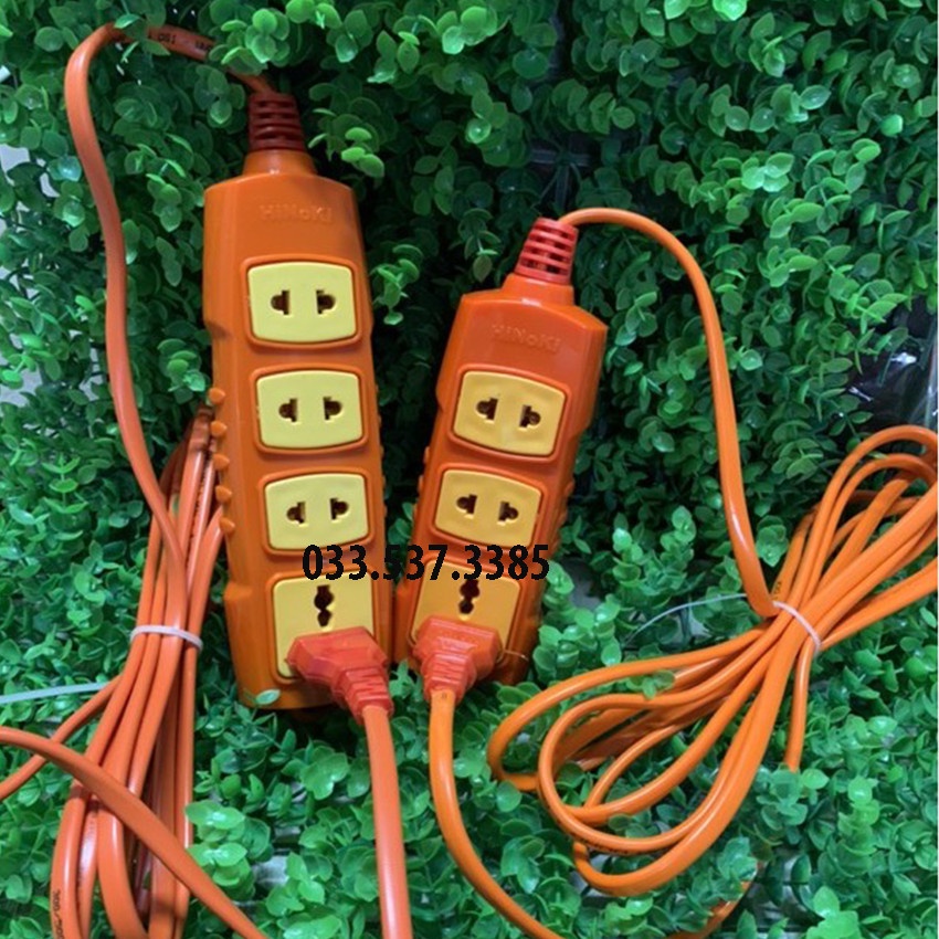 Ổ điện chịu tải cao, ổ điện 4 lỗ HINOKI loại dây tròn dài 3m và 5m màu cam
