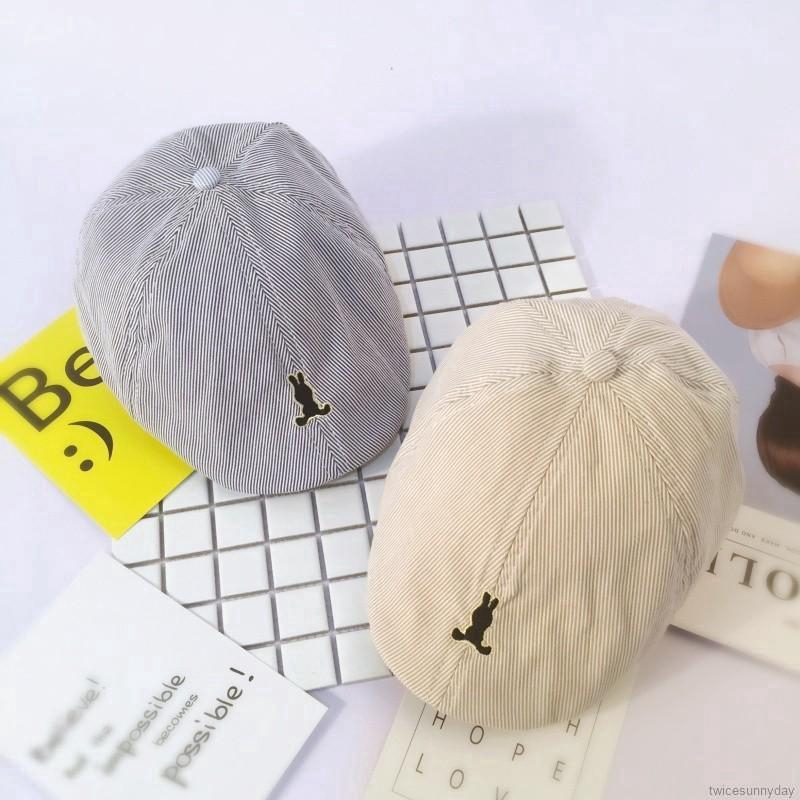 Nón beret Sọc Ngang Hình Thỏ Hoạt Hình Dễ Thương Cho Bé