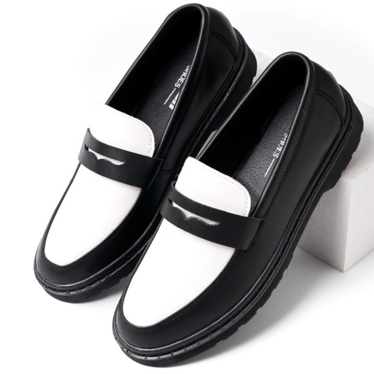 Giày Penny Loafer Black White da nguyên tấm, Giày Sơn Tùng Đế Phíp Siêu Sang Giá Gốc Tận Xưởng