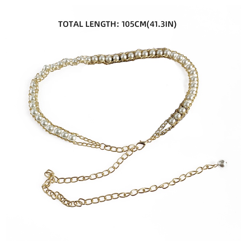 Thắt Lưng Đính Hạt Ngọc Trai Có Khóa Kim Loại Tùy Chỉnh Thời Trang Sang Trọng Cho Nữ