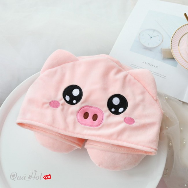 Gối Kê Cổ Chữ U Có Mũ Cute