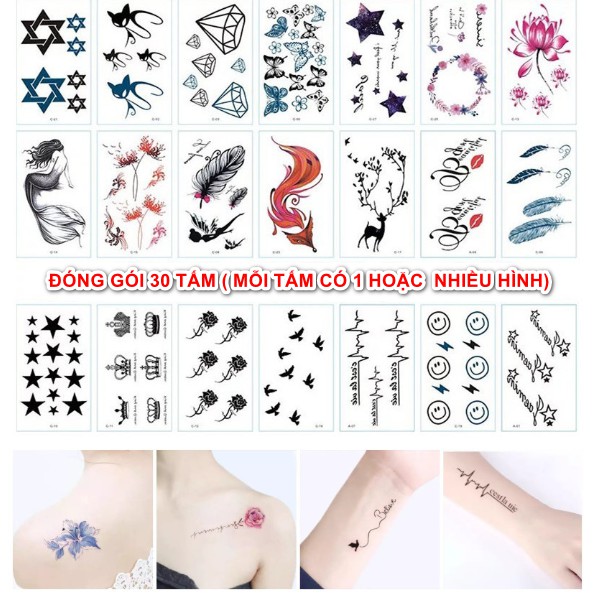 Set 30 tấm hình xăm nước Tattoo cực đẹp cực rẻ