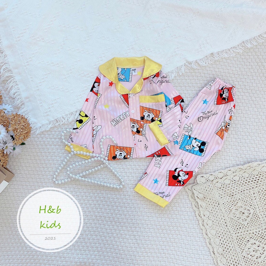 Set Bộ Mặc Nhà Pijama Lụa Gấm Cao Cấp Cho Bé - Họa Tiết Ngộ Nghĩnh Đáng Yêu