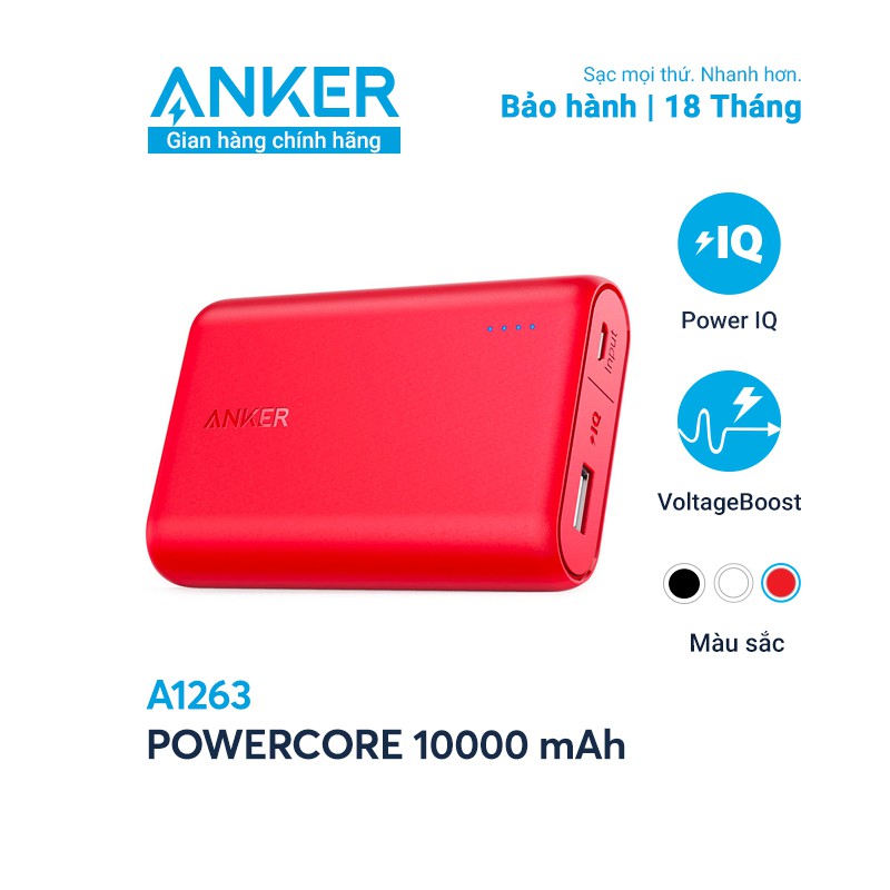 [Mã ELMALLCOIN hoàn 8% xu đơn 500k] Pin sạc dự phòng ANKER PowerCore 10000mAh - A1263 | WebRaoVat - webraovat.net.vn