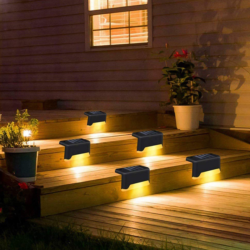 Set 6 Đèn LED Năng Lượng Mặt Trời Màu Đen Chống Thấm Nước Chiếu Sáng Hàng Rào Sân Vườn Cầu Thang Lối Đi (Trắng Ấm)
