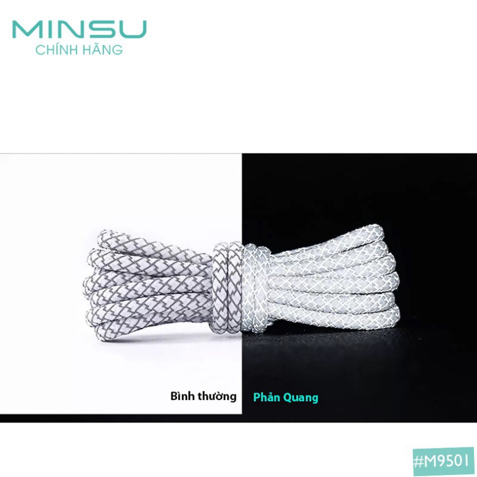 Dây Giày Phản Quang Tròn Chính Hãng MINSU Cao Cấp M9501, Dây Giày Thể Thao Shoelaces Bản Tròn Cho yz