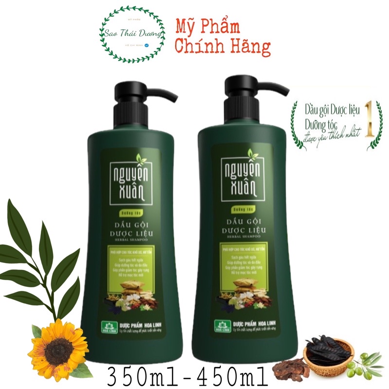 Dầu Gội Dược Liệu Nguyên Xuân Xanh 350Ml/450Ml/600Ml - Dưỡng Tóc (Khuyến Mại Thêm 35Ml/50Ml/60Ml Giá Không Đổi)