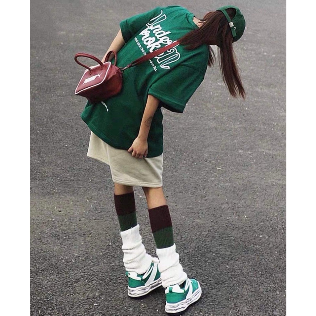 Set Đồ Bộ Nữ Áo Xanh Quần Đùi Kaki In Chữ  UnderBroken