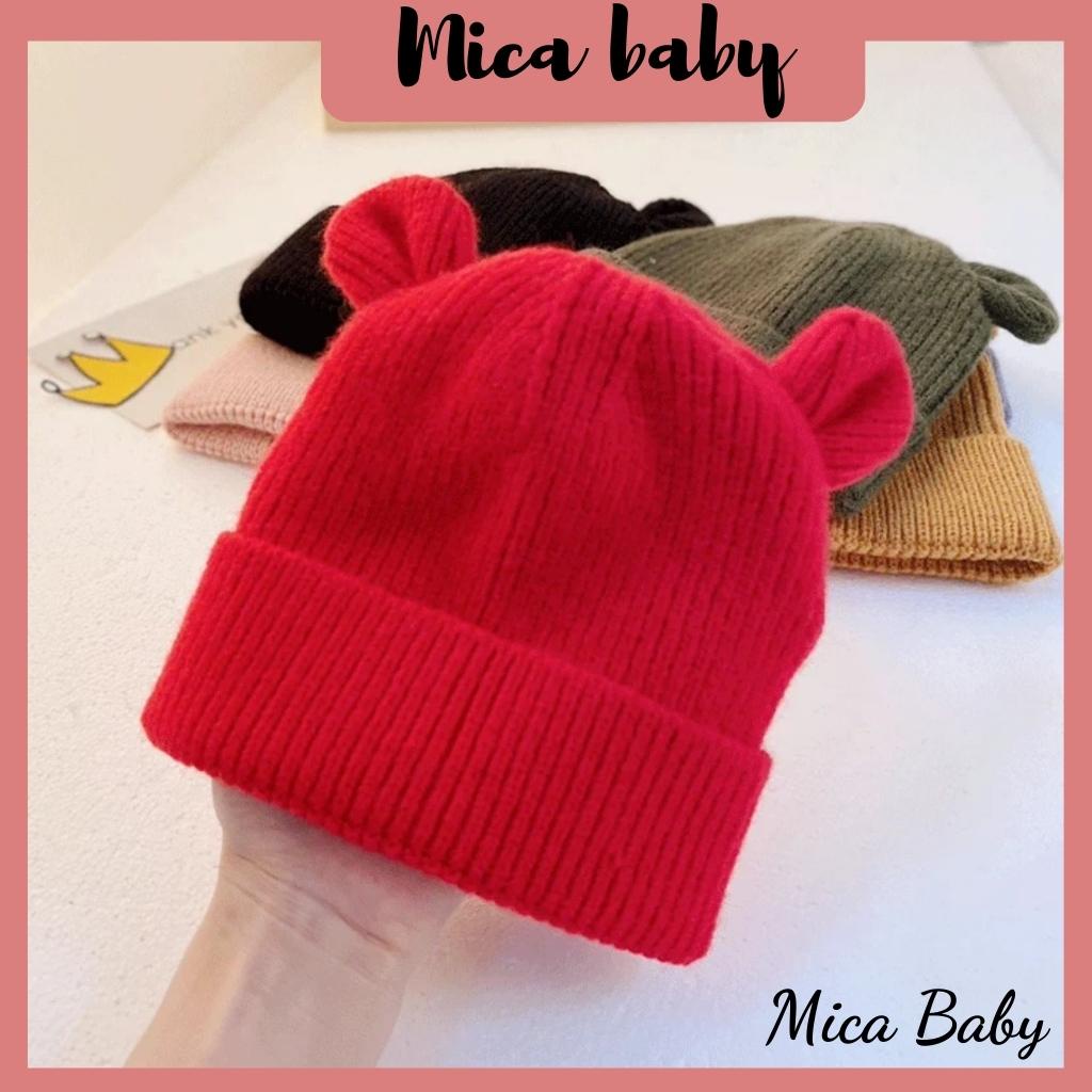 Mũ nón len tai gấu nhỏ dễ thương cho bé  Mica baby ML37