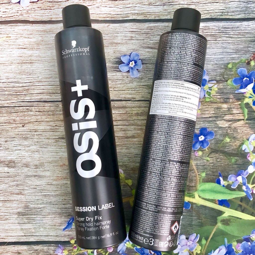 Gôm xịt tóc Osis+ Black Super Dry Fix Schwarzkopf 500ml ( Strong Hold Hairspray)