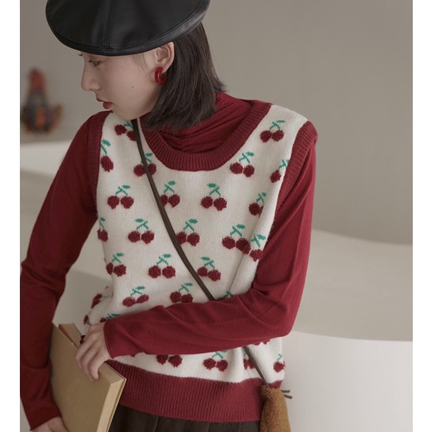 ÁO GILE LEN QUẢ CHERRY ULZZANG