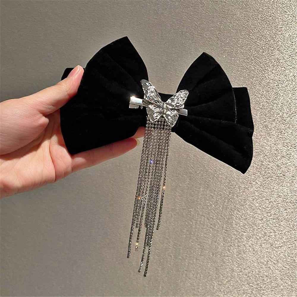 Kẹp Tóc Nơ Bằng Satin Thời Trang|Dây Tua Rua Xinh Xắn Chất Lượng