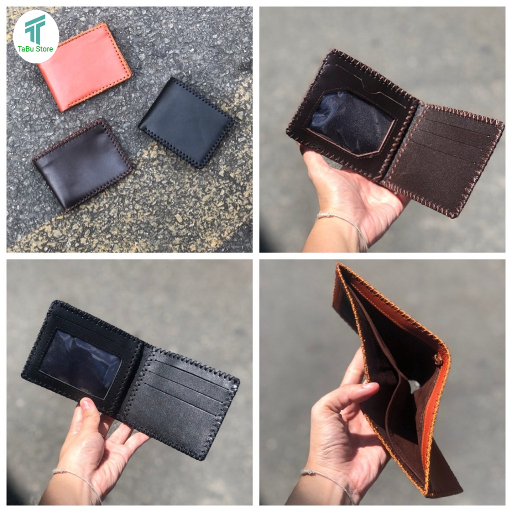 Ví Da Bò Nam Nappa  LT979 Đan Viền May Tay Thủ Công Phong Cách Hàn Quốc