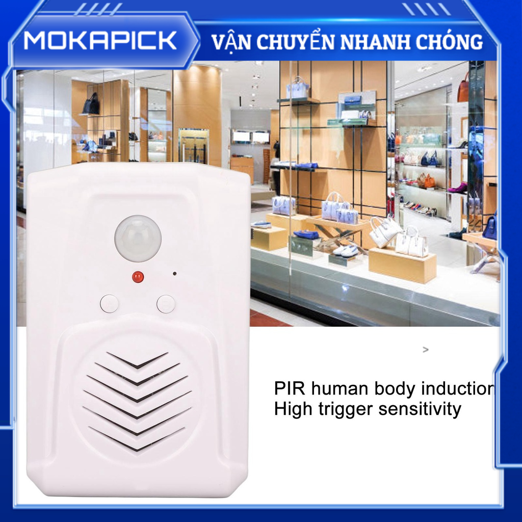 Mokapick Cảm biến chuyển động PIR Báo có thể ghi âm Lối vào bằng giọng nói Chào mừng Trình phát thanh chào cho Cửa hàng mua sắm