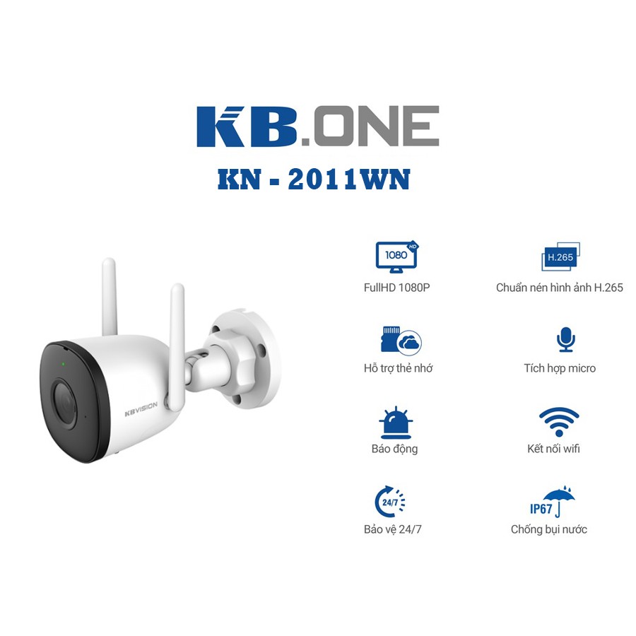 Camera Wifi Không Dây KBONE KN - 2011 WN 1080P Ngoài Trời Bảo Hành 24 Tháng