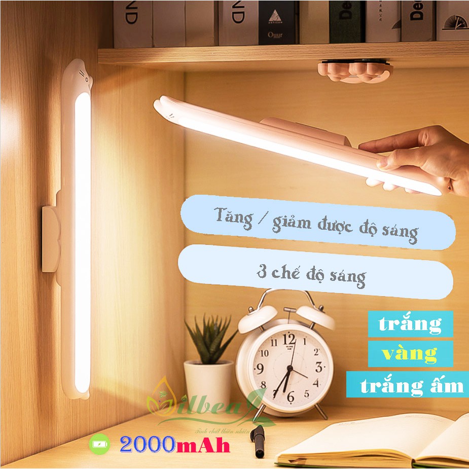 Đèn Bàn Học Gắn Tường Đọc Sách Tích Điện WH-B04 Ánh Sáng Vàng Trắng Ấm Tăng Giảm Được Độ Sáng