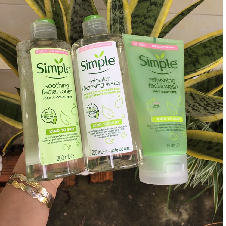 Bộ 3 giúp Da Sạch Sâu SIMPLE Nước Tẩy Trang Micellar 200ml + Sữa Rửa Mặt Refreshing 150ml + Toner 200ml