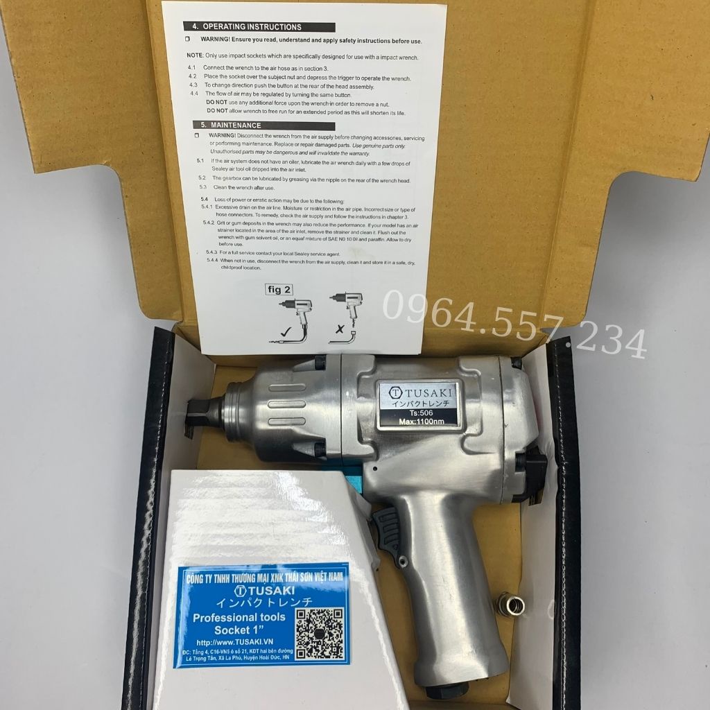 Súng Siết Bulong 1/2, Máy Mở Ốc Bulong Ts-506 Bằng Hơi Khí Nén TUSAKI-JAPAN