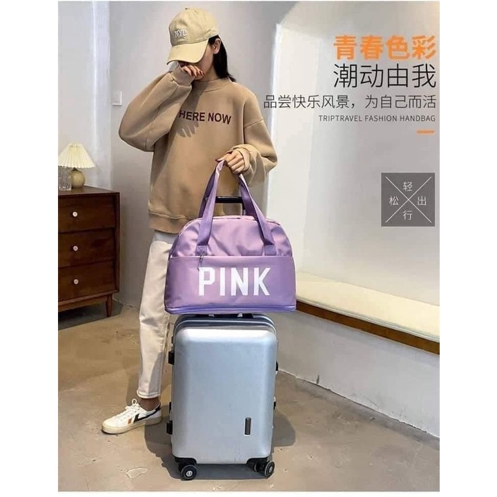 Túi xách hai tầng du lịch Pink mẫu mới 2022 size to nhiều ngăn chất liệu chống thấm nước gấp gọn đa năng