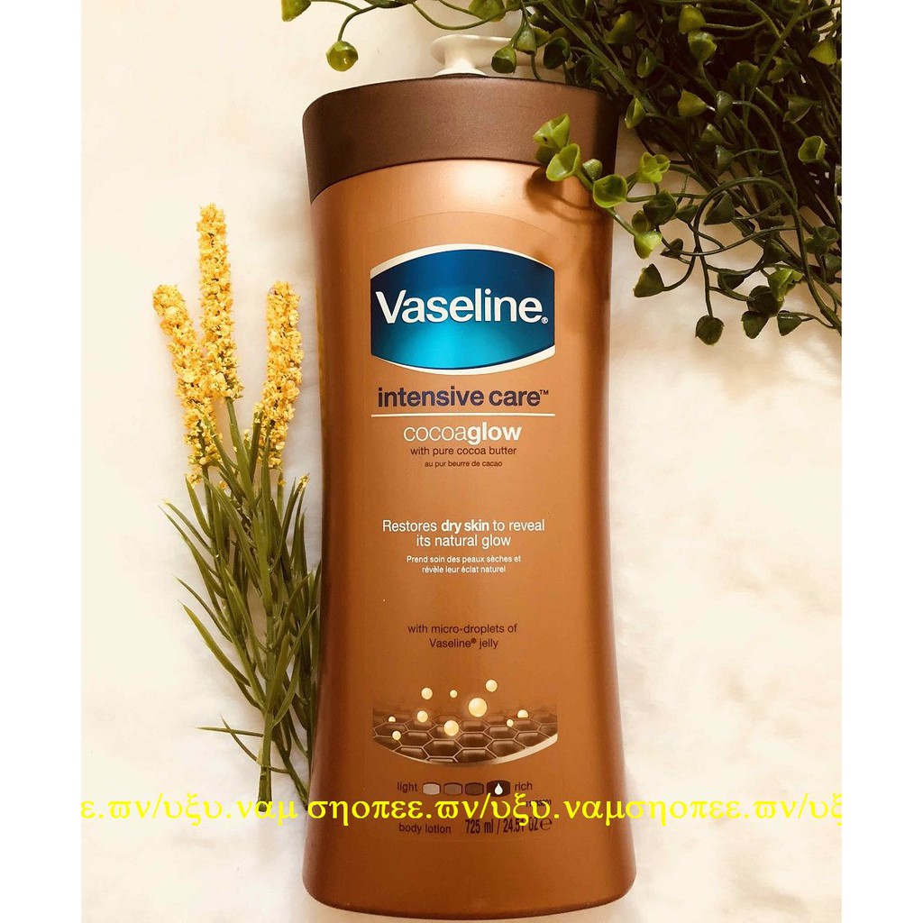 Sữa Dưỡng Thể 725ml Vaseline Làm Trắng, Sáng Và Mịn Da Và Giữ Ẩm Intensive Care Cocoa glow.