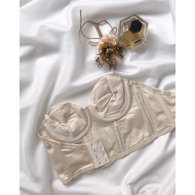 Áo corset croptop trắng kem 2hand