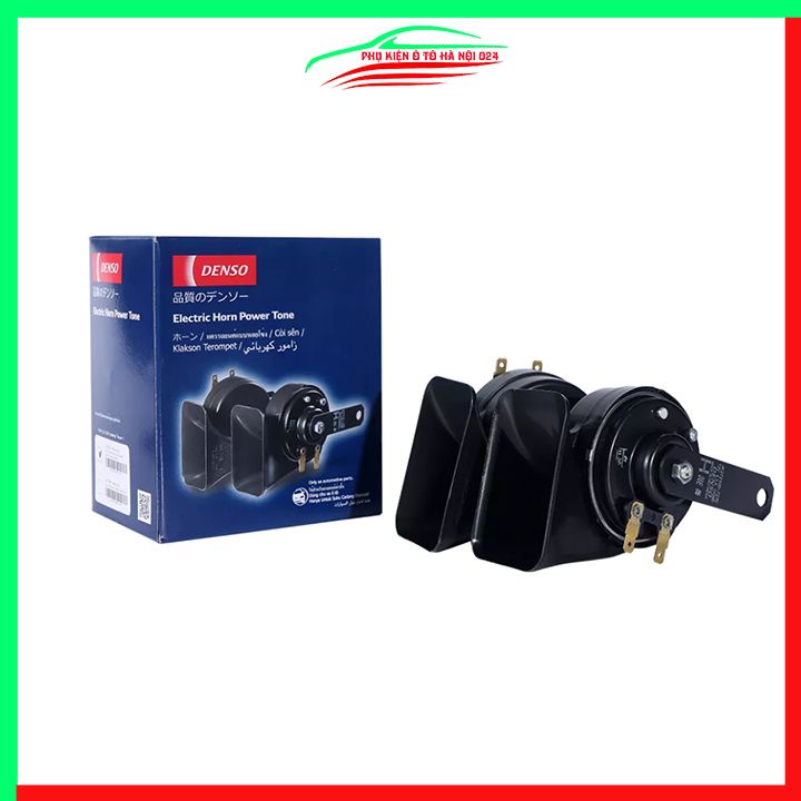 Bộ 2 còi sên DENSO kèn xe hơi 12V có sẵn dây âm lượng chuẩn dùng cho xe máy ô tô