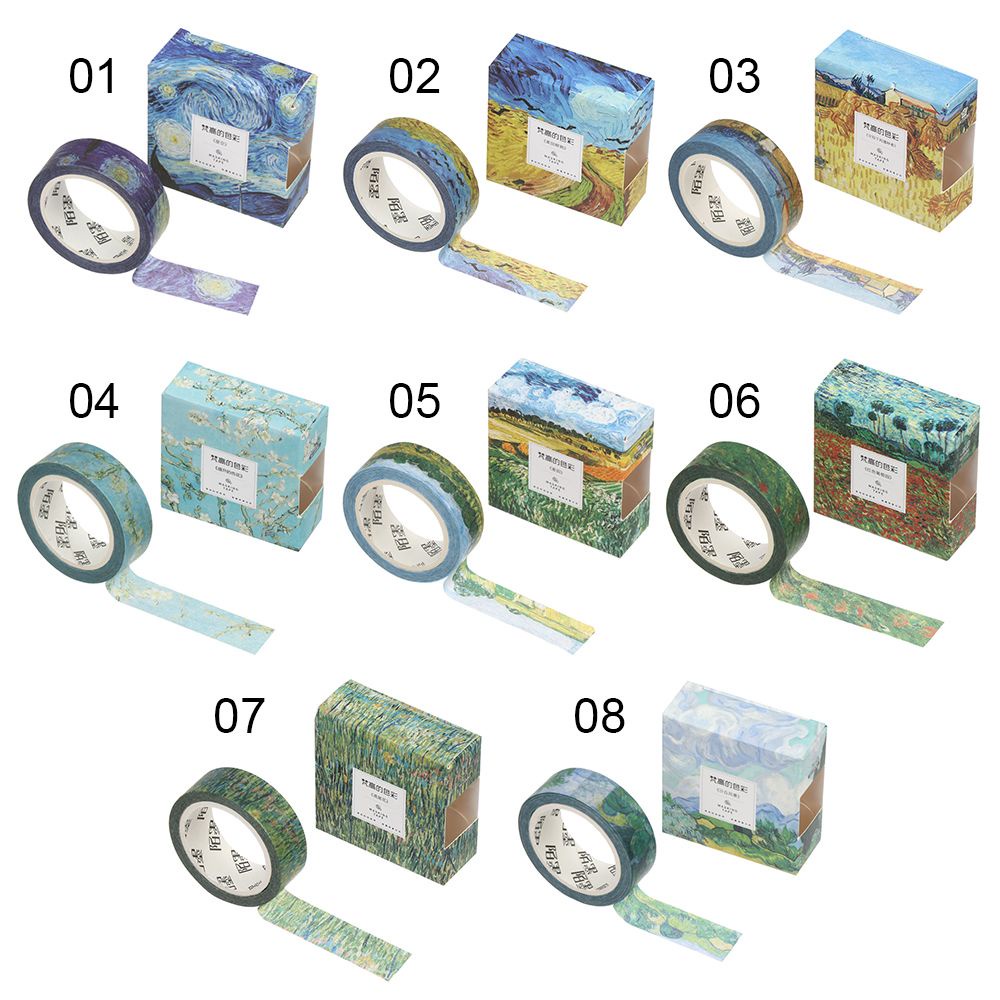Cuộn băng keo dán trang trí in hình tranh Van Gogh 1.5cm*7m
