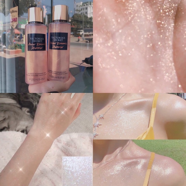 PERFUME Xịt thơm toàn thân Victoria's Secret mùi Amber Romance nhũ và không nhũ