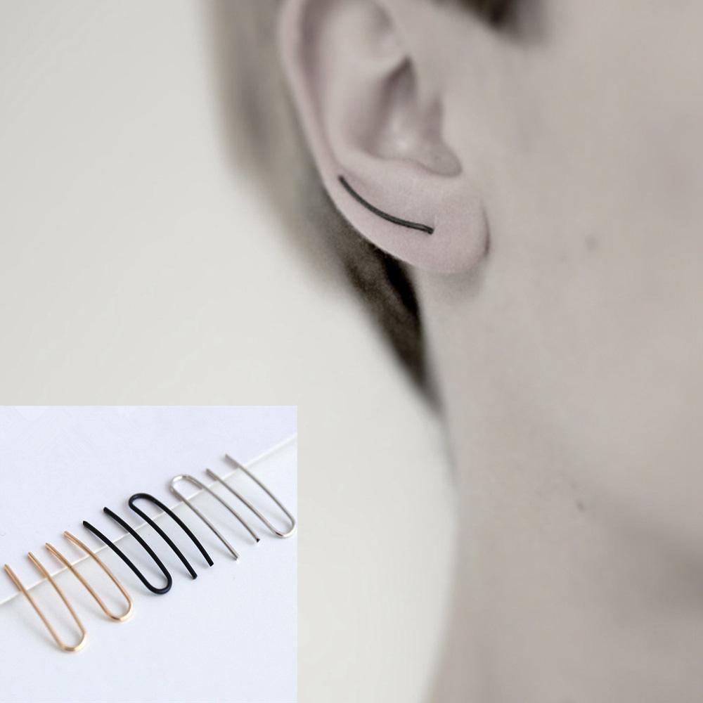 1 Đôi Bông Tai Chữ U Bằng Đồng Đơn Giản Thời Trang Dành Cho Nữ