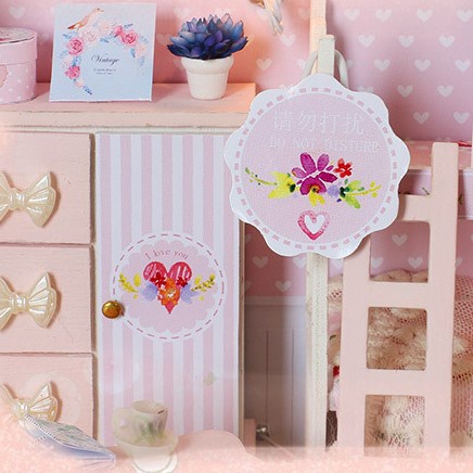 [Hàng sẵn] Mô hình phòng ngủ DIY nhà búp bê tự lắp ráp có đèn LED trang trí, Các chi tiết nhỏ vô cùng tinh xảo