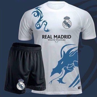 [ Thun thái ] Áo bóng đá Real Fantasy ( Trắng - rồng )