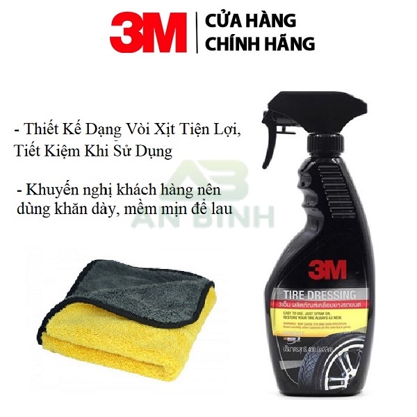 Chai Xịt Bảo Dưỡng Lốp Xe Ô Tô - Dung Dịch Đánh Bóng Lốp Xe, Bảo Dưỡng Lốp Xe 3M PN39042LT 400Ml - Hàng Chính Hãng