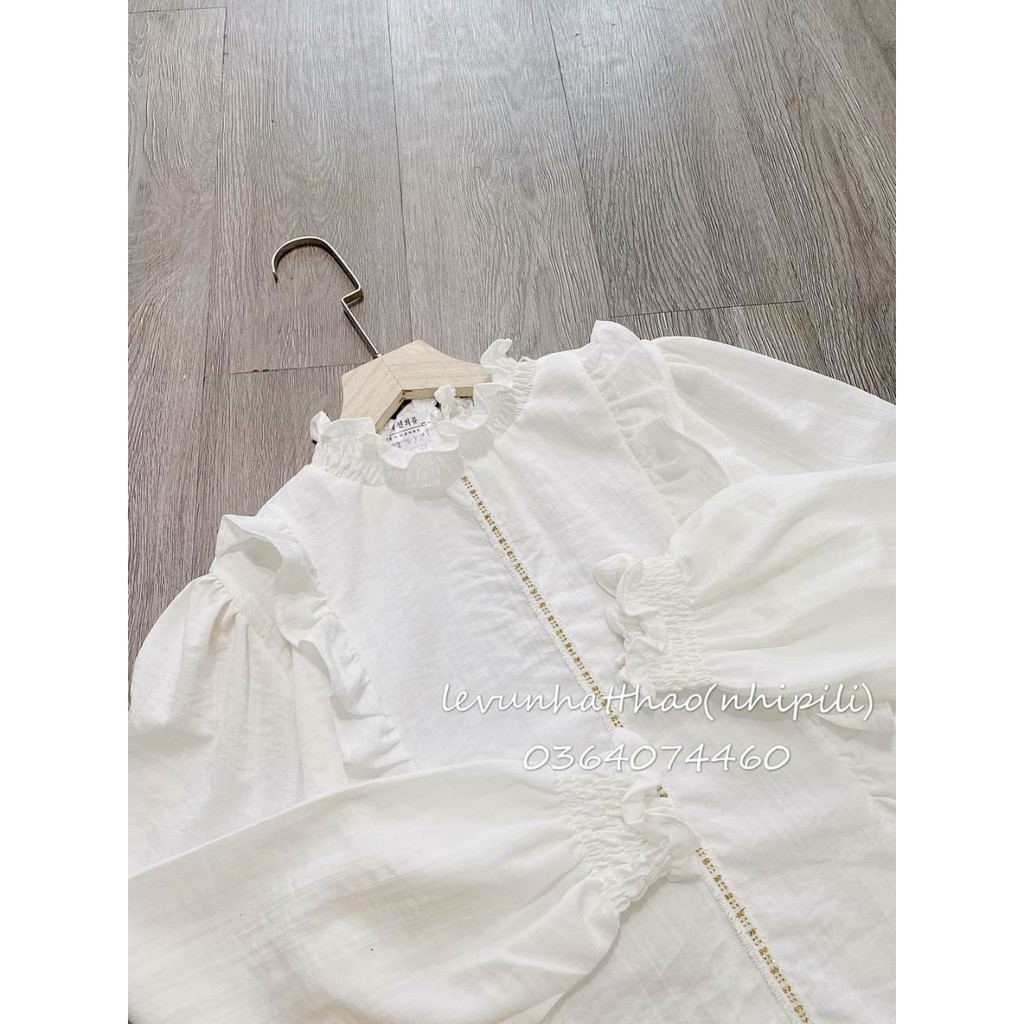 Áo babydoll tay bồng phối bèo Ulzzang (hàng QC)