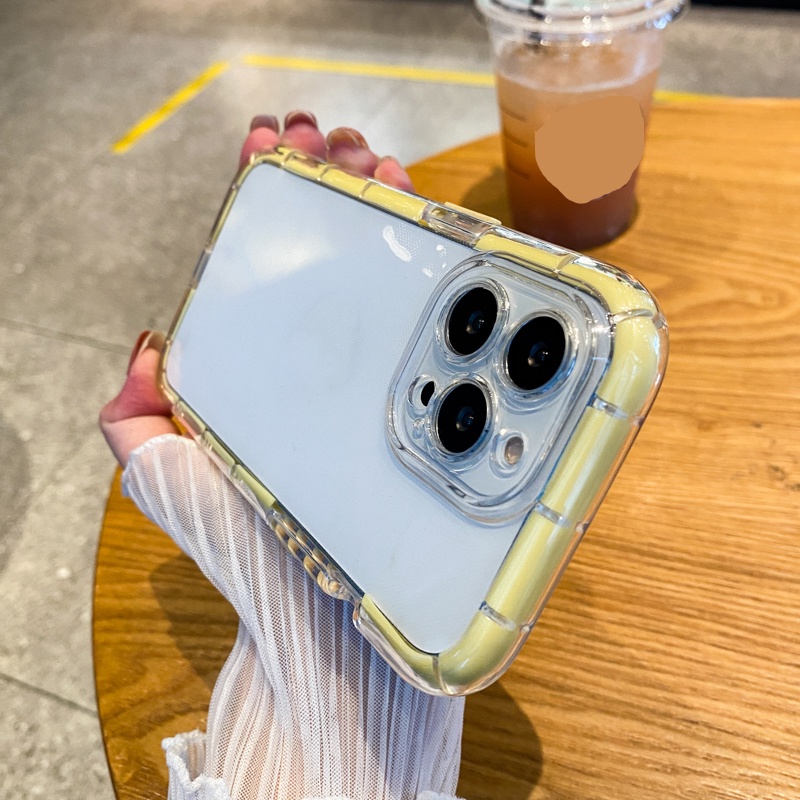Ốp Điện Thoại Silicon Trong Suốt Viền Màu Sang Trọng Cho iPhone 13 Pro Max 11 Pro Max 12 Pro Max X XR XS Max 7 Plus 8 Plus
